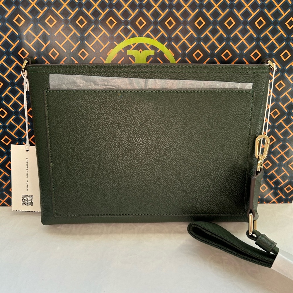 Tory Burch Blake Swingpack Crossbody Bag Basil Gold Green - Picture 3 of 9